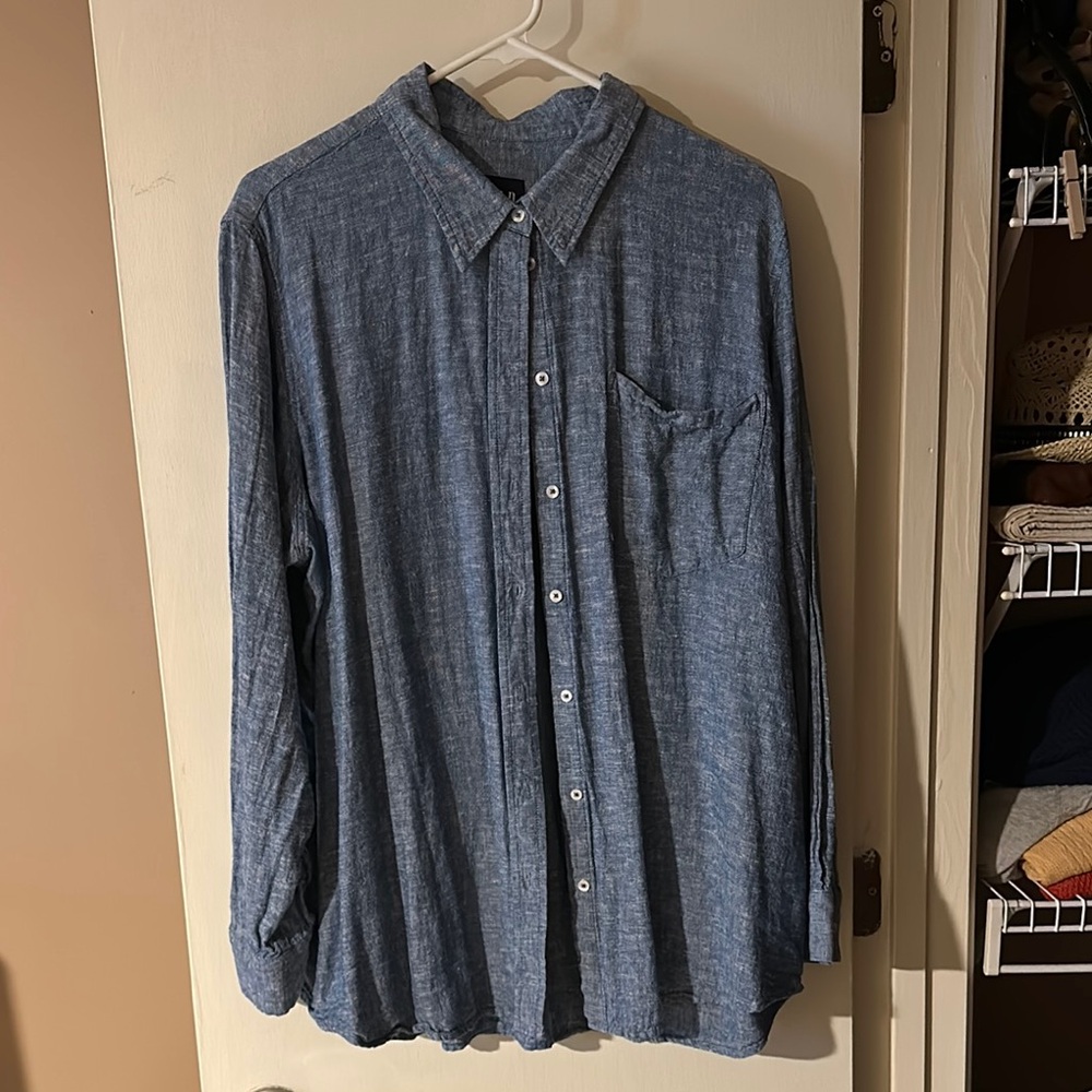 Women’s Blue Button-Up Shirt